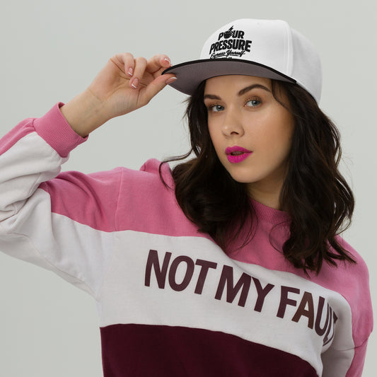 Front view of the Streetwear Coffee Culture Snapback Hat in Black showing the structured crown